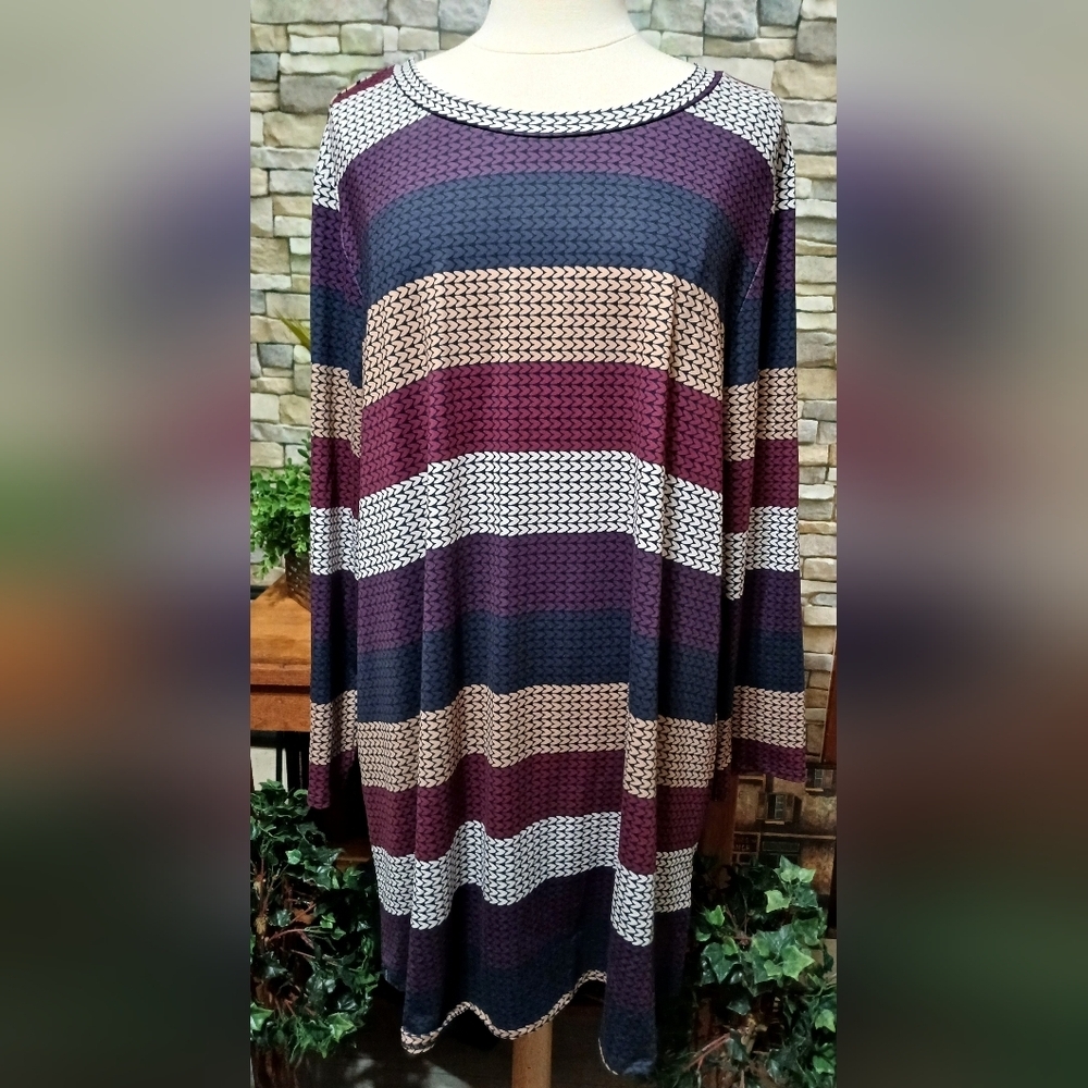 Womens 3X NANU Striped Colorblock Long‎ Sleeved Dress/Tunic